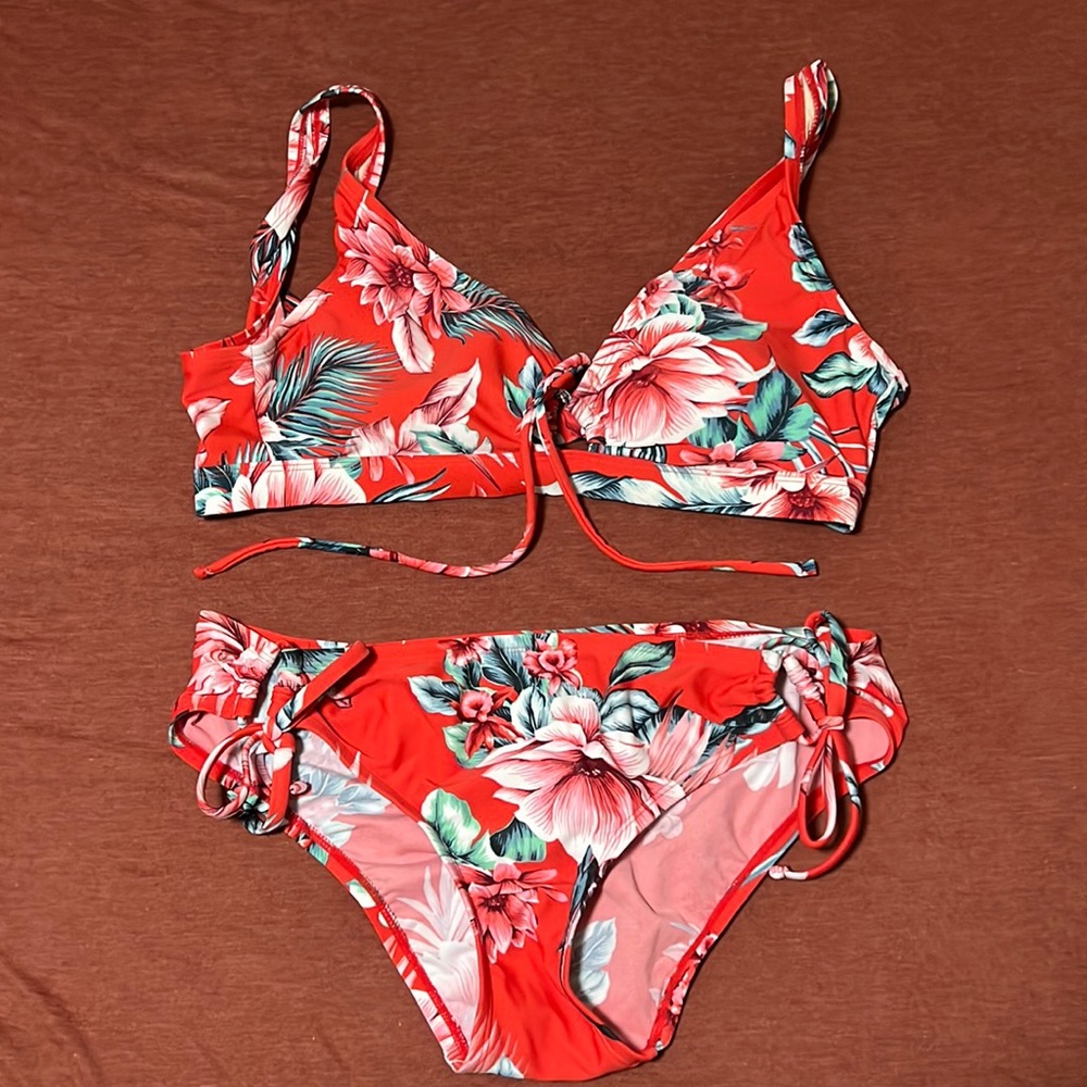 Red floral swimsuit from target.